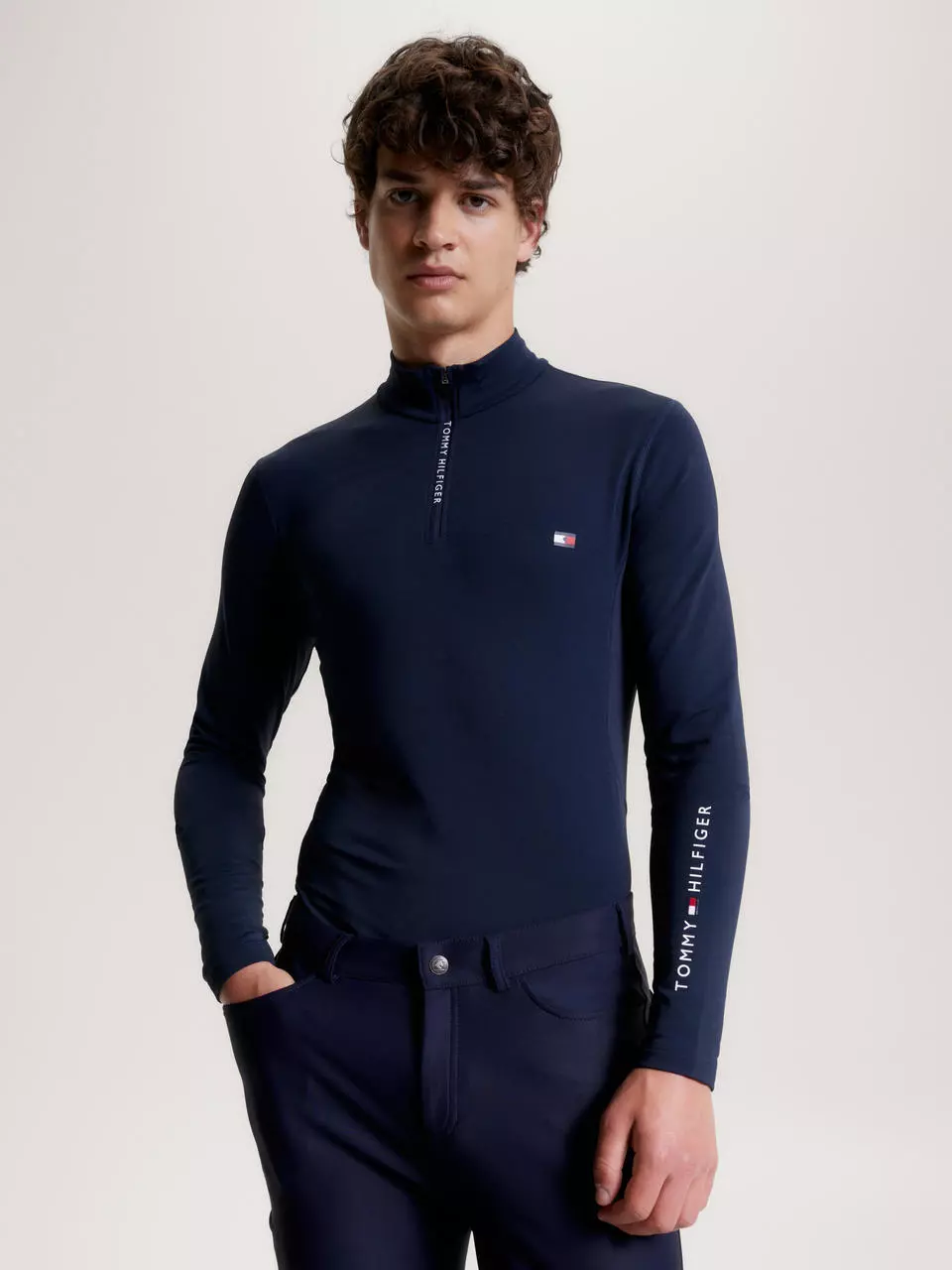 Tommy Hilfiger T-shirt thermique pour homme avec fermeture éclair 1/4