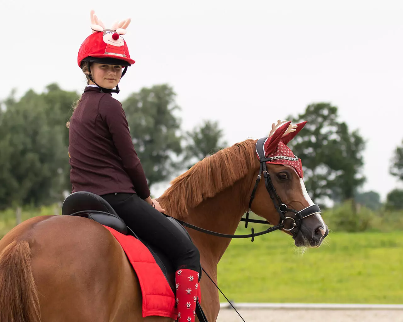 QHP Toque pour casque Noël Rudolph