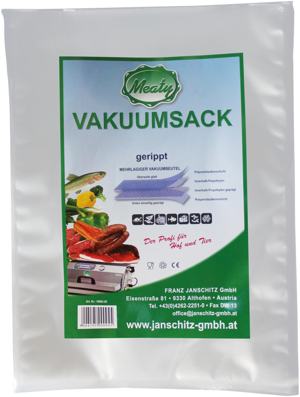 Meaty Sacs pour mise sous vide 12 x 55 cm, nervurés, 50 pcs.