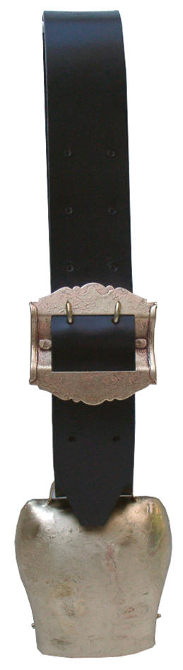 Clochette plate avec collier en cuir - diff. tailles