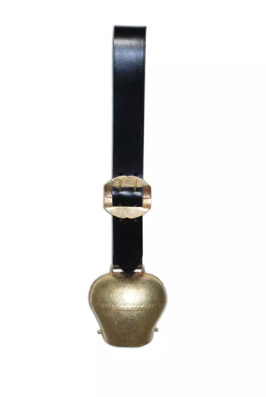 Cloche à bouche de grenouille avec collier en cuir - diff. tailles Cloche à bouche de grenouille avec collier en cuir - diff. tailles