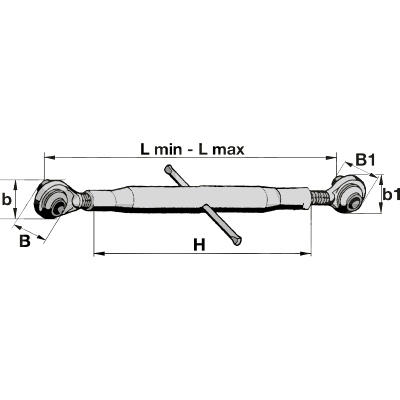 Girmann Barre de poussée filetée 500-745mm cat.2 - M36x3