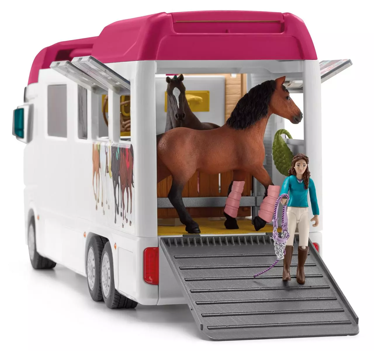 Écurie Schleich Farm World - Coffret Jeu Ferme, 7 Animaux, 2 Box, Accessoires - Dès 3 Ans, Dimensions 49x34.5x10.5 Cm