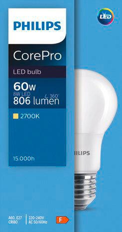 Ampoule LED E27, 60 Watt